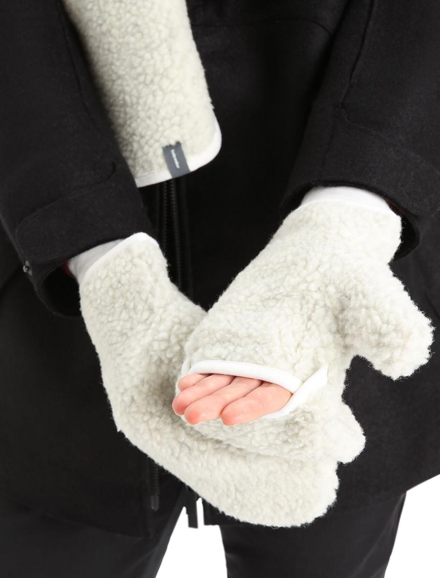 Gants Icebreaker Unisex RealFleece™ Merino High Pile Mittens Homme Blanche | FR 1054WNBY